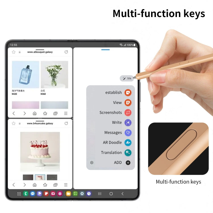 For Samsung Galaxy Z Fold6 / 5 / 4 / 3 Electromagnetic Stylus Pen with Pen Slot(Pink) - Stylus Pen by PMC TechLife | Online Shopping South Africa | PMC TechLife | Buy Now Pay Later Mobicred