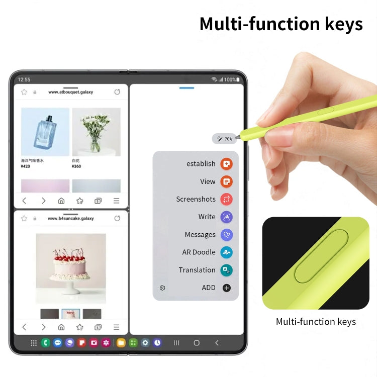 For Samsung Galaxy Z Fold6 / 5 / 4 / 3 Electromagnetic Stylus Pen with Pen Slot(Yellow Green) - Stylus Pen by PMC TechLife | Online Shopping South Africa | PMC TechLife | Buy Now Pay Later Mobicred