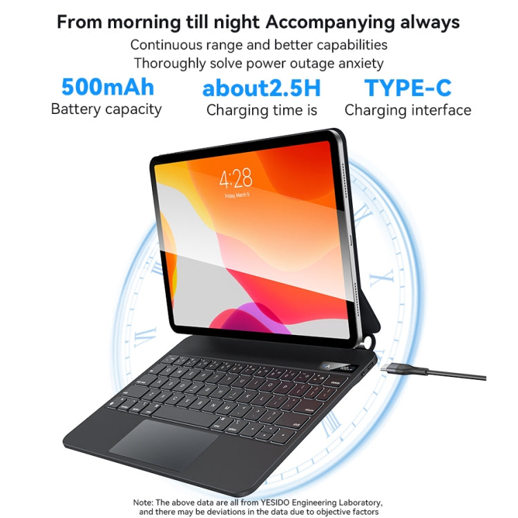 For iPad Pro 12.9 2020 / 2018 Yesido Dual-sided Clip Digital Display Magnetic Keyboard Leather Case(Black) - free shipping - PMC Jewellery - Order now!
