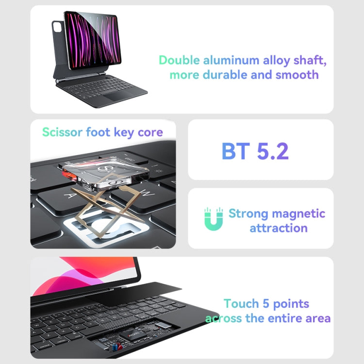 For iPad Pro 12.9 2020 / 2018 Yesido Dual-sided Clip Digital Display Magnetic Keyboard Leather Case(Black) - free shipping - PMC Jewellery - Order now!