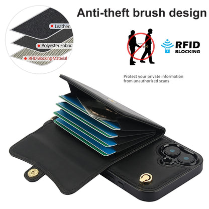 For iPhone 16 RFID Card Slot Phone Case with Long Lanyard(Black) - iPhone 16 Cases by PMC Jewellery | Online Shopping South Africa | PMC Jewellery | Buy Now Pay Later Mobicred