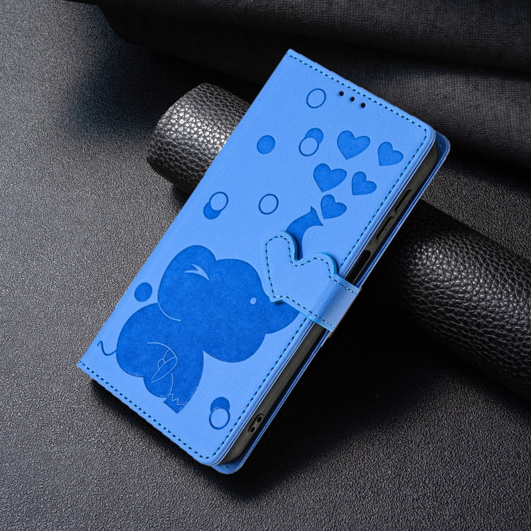 For Samsung Galaxy S25 Ultra 5G Cartoon Elephant Embossed Leather Phone Case(Blue) - Galaxy S25 Ultra 5G Cases by PMC TechLife | Online Shopping South Africa | PMC TechLife | Buy Now Pay Later Mobicred