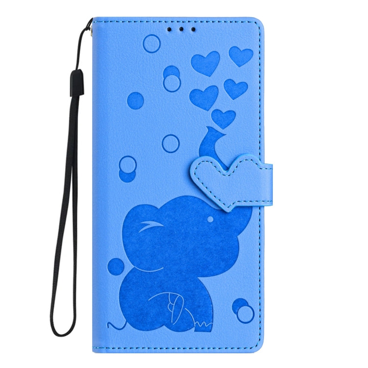 For Samsung Galaxy S25 Ultra 5G Cartoon Elephant Embossed Leather Phone Case(Blue) - Galaxy S25 Ultra 5G Cases by PMC TechLife | Online Shopping South Africa | PMC TechLife | Buy Now Pay Later Mobicred