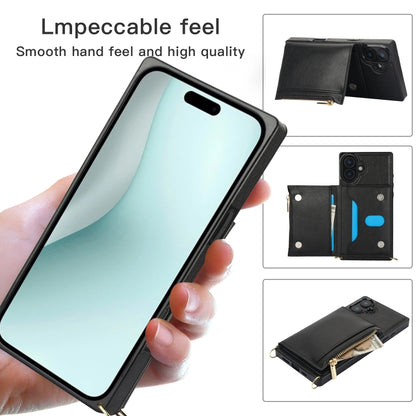 For iPhone 16 Plus Square Zipper Wallet Bag TPU+PU Back Cover Case(Black) - iPhone 16 Plus Cases by PMC Jewellery | Online Shopping South Africa | PMC Jewellery | Buy Now Pay Later Mobicred