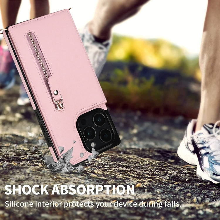 For iPhone 16 Pro Max Cross-body Zipper Square Phone Case(Pink) - iPhone 16 Pro Max Cases by PMC Jewellery | Online Shopping South Africa | PMC Jewellery | Buy Now Pay Later Mobicred