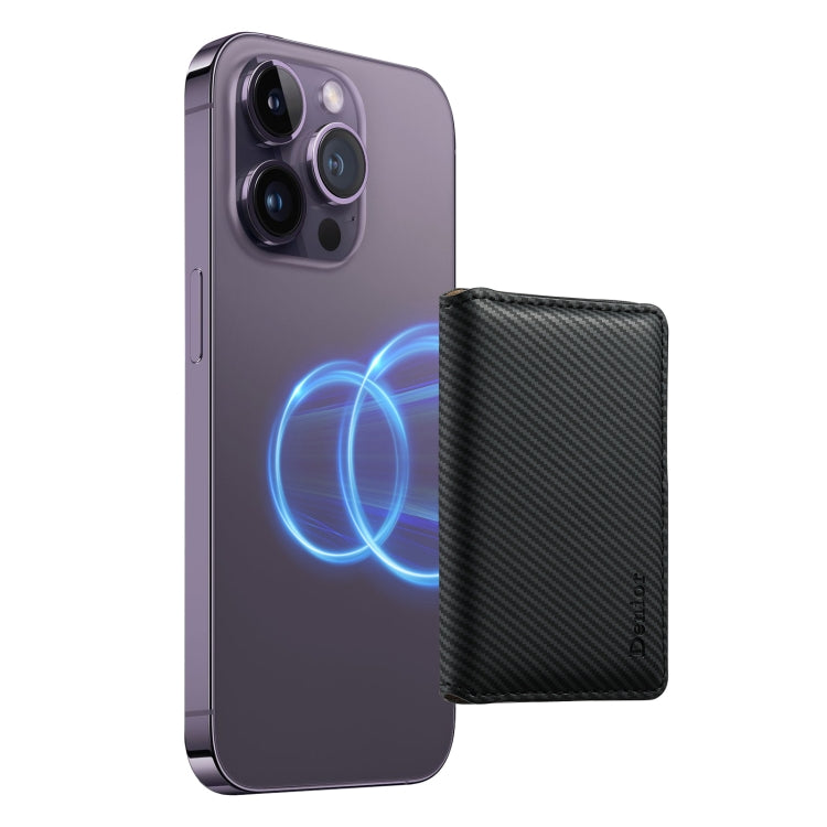 Denior V13 Magsafe Wallet Carbon Fiber Texture Leather Magnetic Card Holder Bag(Black) - Adhesive Card Holders by Denior | Online Shopping South Africa | PMC Jewellery | Buy Now Pay Later Mobicred