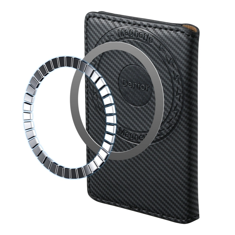 Denior V13 Magsafe Wallet Carbon Fiber Texture Leather Magnetic Card Holder Bag(Black) - Adhesive Card Holders by Denior | Online Shopping South Africa | PMC Jewellery | Buy Now Pay Later Mobicred