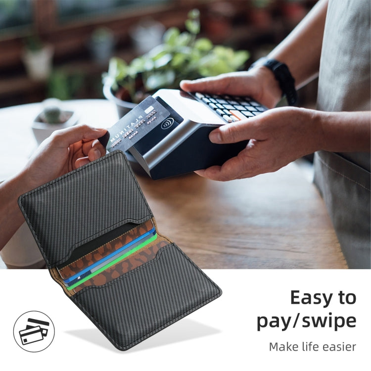 Denior V13 Magsafe Wallet Carbon Fiber Texture Leather Magnetic Card Holder Bag(Black) - Adhesive Card Holders by Denior | Online Shopping South Africa | PMC Jewellery | Buy Now Pay Later Mobicred