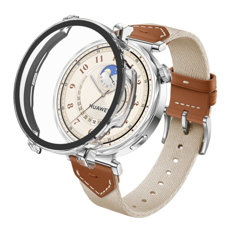 For Huawei Watch GT 5 41mm Tempered Glass Film Integrated PC Watch Protective Case(Ivory White) - Watch Cases by PMC TechLife | Online Shopping South Africa | PMC TechLife | Buy Now Pay Later Mobicred