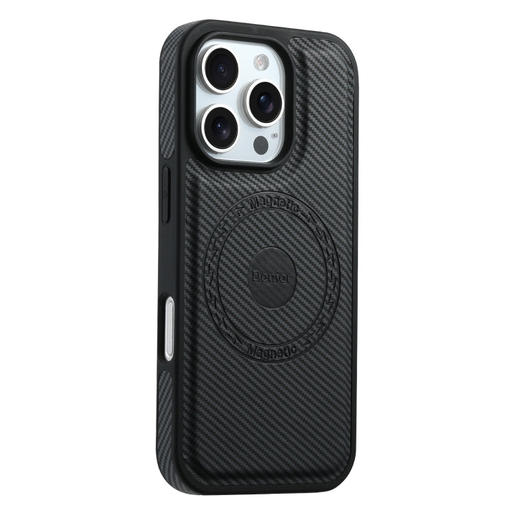 For iPhone 16 Pro Max Denior Carbon Fiber Texture Leather MagSafe Phone Case(Black) - iPhone 16 Pro Max Cases by Denior | Online Shopping South Africa | PMC Jewellery | Buy Now Pay Later Mobicred