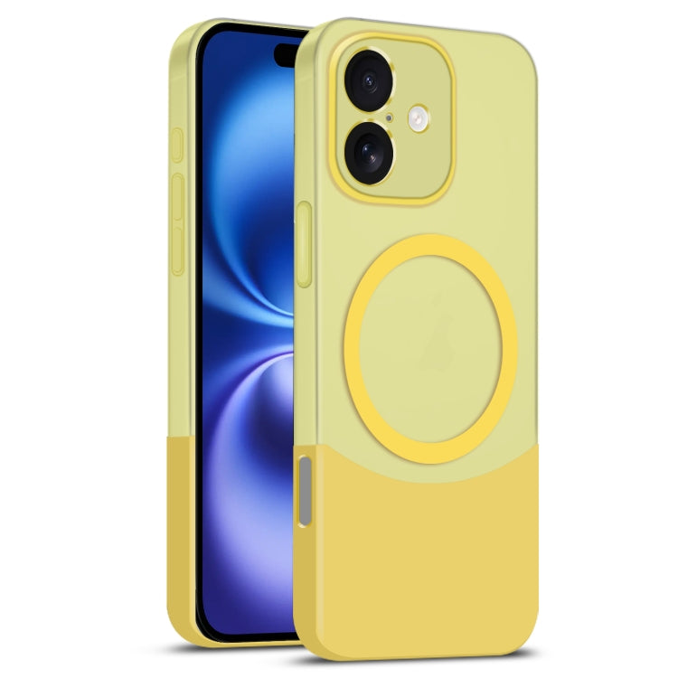 For iPhone 16 Plus Dual Color Stitching MagSafe Magnetic PC Phone Case(Yellow) - iPhone 16 Plus Cases by PMC Jewellery | Online Shopping South Africa | PMC Jewellery | Buy Now Pay Later Mobicred