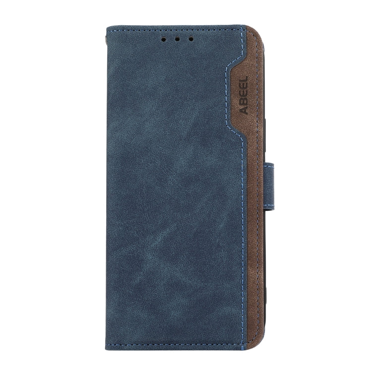 For Samsung Galaxy S25 Ultra 5G ABEEL Color Block Magnetic RFID Leather Phone Case(Blue-Brown) - Galaxy S25 Ultra 5G Cases by PMC TechLife | Online Shopping South Africa | PMC TechLife | Buy Now Pay Later Mobicred