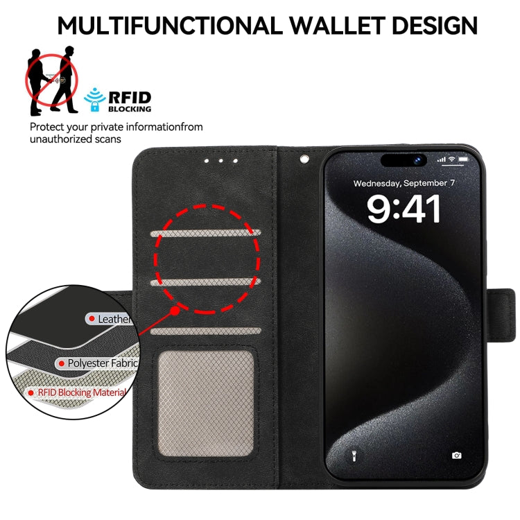 For Samsung Galaxy S25 Ultra 5G ABEEL Frosted Magnetic RFID Leather Phone Case(Black) - Galaxy S25 Ultra 5G Cases by PMC Jewellery | Online Shopping South Africa | PMC Jewellery | Buy Now Pay Later Mobicred