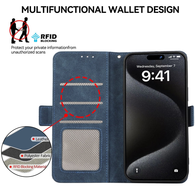 For Samsung Galaxy S25 Ultra 5G ABEEL Frosted Magnetic RFID Leather Phone Case(Blue) - Galaxy S25 Ultra 5G Cases by PMC Jewellery | Online Shopping South Africa | PMC Jewellery | Buy Now Pay Later Mobicred