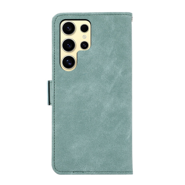 For Samsung Galaxy S25 Ultra 5G ABEEL Frosted Magnetic RFID Leather Phone Case(Cyan) - Galaxy S25 Ultra 5G Cases by PMC Jewellery | Online Shopping South Africa | PMC Jewellery | Buy Now Pay Later Mobicred