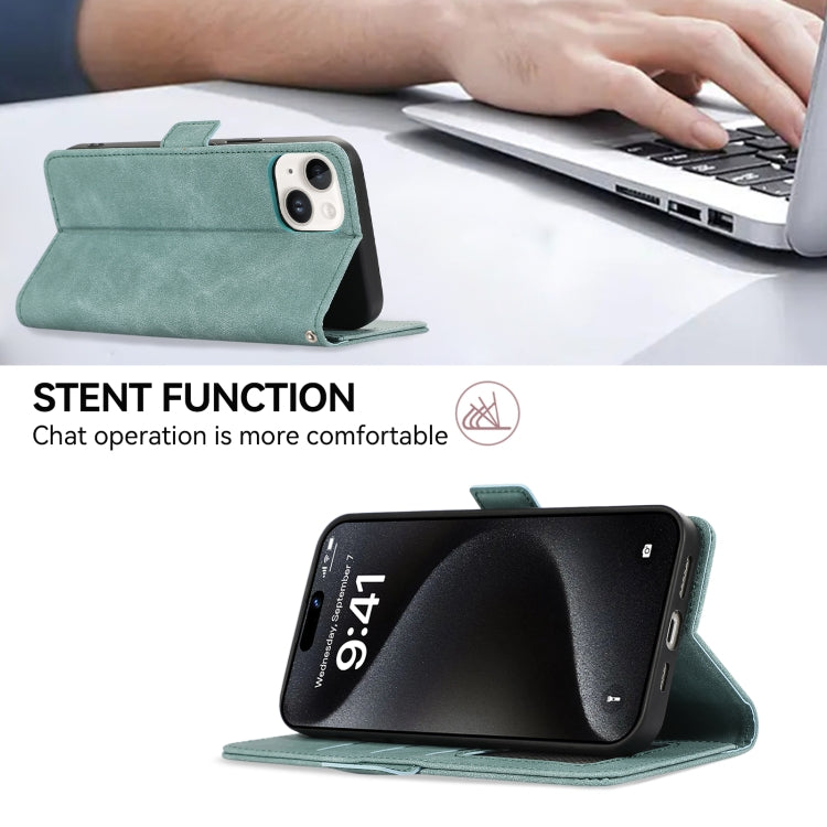 For Samsung Galaxy S25 Ultra 5G ABEEL Frosted Magnetic RFID Leather Phone Case(Cyan) - Galaxy S25 Ultra 5G Cases by PMC Jewellery | Online Shopping South Africa | PMC Jewellery | Buy Now Pay Later Mobicred