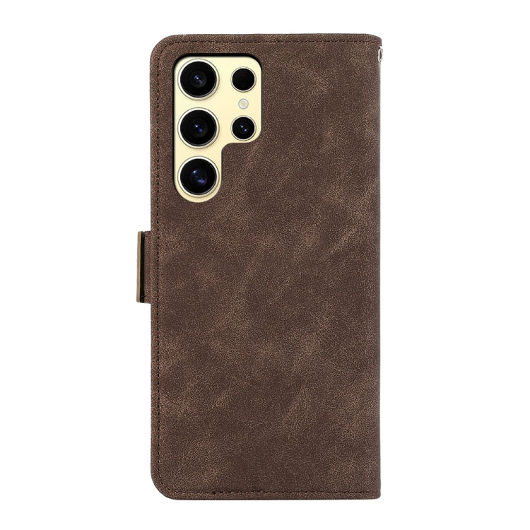 For Samsung Galaxy S25 Ultra 5G ABEEL Frosted Magnetic RFID Leather Phone Case(Brown) - Galaxy S25 Ultra 5G Cases by PMC Jewellery | Online Shopping South Africa | PMC Jewellery | Buy Now Pay Later Mobicred