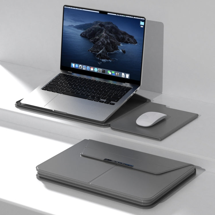 Multifunctional Laptop PU Magnetic Stand Split Liner Bag with Mouse Pad Function, Size:15 inch(Grey) - 15 inch by PMC Jewellery | Online Shopping South Africa | PMC Jewellery | Buy Now Pay Later Mobicred