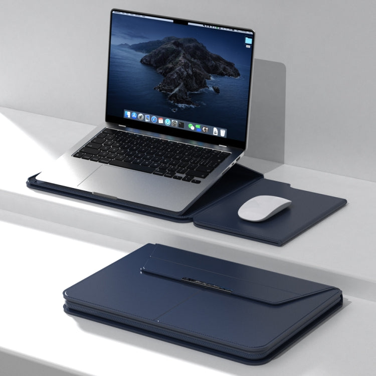 Multifunctional Laptop PU Magnetic Stand Split Liner Bag with Mouse Pad Function, Size:15 inch(Dark Blue) - 15 inch by PMC Jewellery | Online Shopping South Africa | PMC Jewellery | Buy Now Pay Later Mobicred