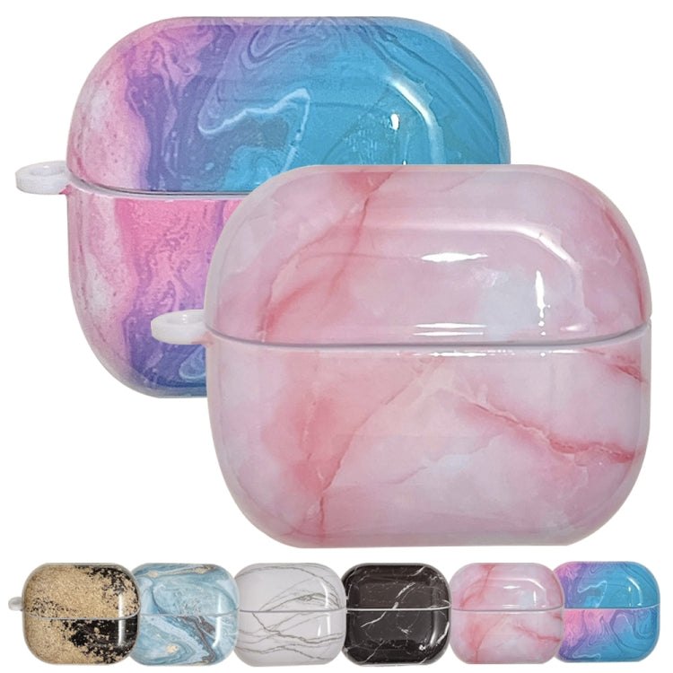 For Samsung Galaxy Buds3 / Buds3 Pro Marble Texture Glossy PC Earphone Protective Case(Pink Blue) - Samsung Earphone Case by PMC Jewellery | Online Shopping South Africa | PMC Jewellery | Buy Now Pay Later Mobicred