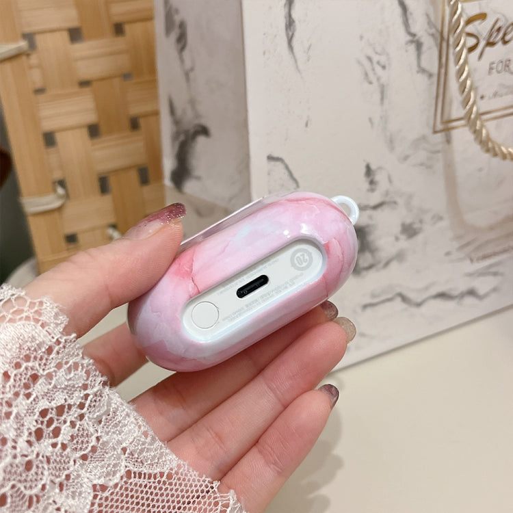 For Samsung Galaxy Buds3 / Buds3 Pro Marble Texture Glossy PC Earphone Protective Case(Pink White) - Samsung Earphone Case by PMC Jewellery | Online Shopping South Africa | PMC Jewellery | Buy Now Pay Later Mobicred