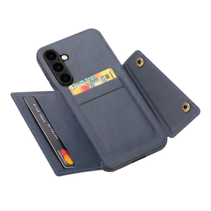 For Samsung Galaxy S25 5G Double Buckle Card Slots Magnetic Phone Case(Blue) - Galaxy S25 5G Cases by PMC Jewellery | Online Shopping South Africa | PMC Jewellery | Buy Now Pay Later Mobicred