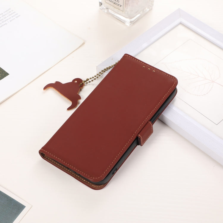 For Samsung Galaxy S25 Ultra Genuine Leather Magnetic RFID Leather Phone Case(Coffee) - Galaxy S25 Ultra 5G Cases by PMC Jewellery | Online Shopping South Africa | PMC Jewellery | Buy Now Pay Later Mobicred