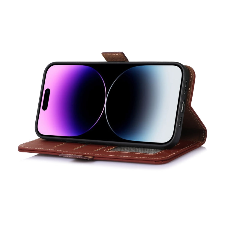 For Samsung Galaxy S25 Ultra Genuine Leather Magnetic RFID Leather Phone Case(Coffee) - Galaxy S25 Ultra 5G Cases by PMC Jewellery | Online Shopping South Africa | PMC Jewellery | Buy Now Pay Later Mobicred