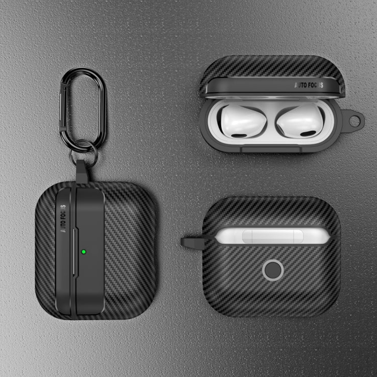 For AirPods 4 Carbon Fiber Texture Bluetooth Earphone Protective Case(Black) - For AirPods 4 by PMC Jewellery | Online Shopping South Africa | PMC Jewellery | Buy Now Pay Later Mobicred