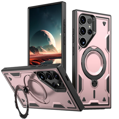 For Samsung Galaxy S25 Ultra 5G PC Hybrid TPU Armor MagSafe Ring Holder Phone Case(Rose Gold) - Galaxy S25 Ultra 5G Cases by PMC Jewellery | Online Shopping South Africa | PMC Jewellery | Buy Now Pay Later Mobicred