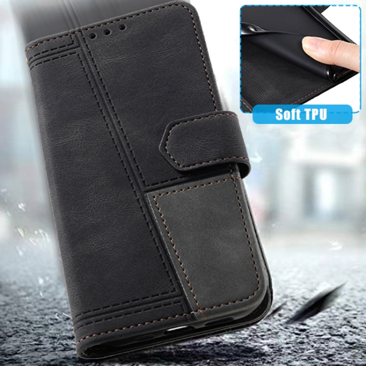 For Samsung Galaxy S25 Ultra 5G TTUDRCH Embossed Line Splicing Leather Phone Case(Black) - Galaxy S25 Ultra 5G Cases by PMC Jewellery | Online Shopping South Africa | PMC Jewellery | Buy Now Pay Later Mobicred