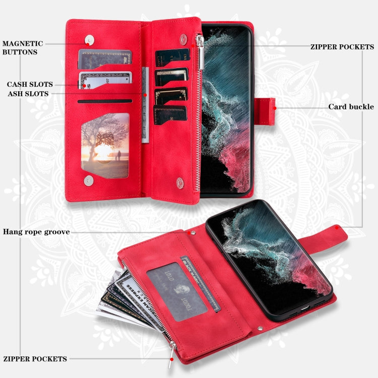 For Samsung Galaxy S25 Ultra 5G Multi-Card Totem Zipper Leather Phone Case(Red) - Galaxy S25 Ultra 5G Cases by PMC Jewellery | Online Shopping South Africa | PMC Jewellery | Buy Now Pay Later Mobicred