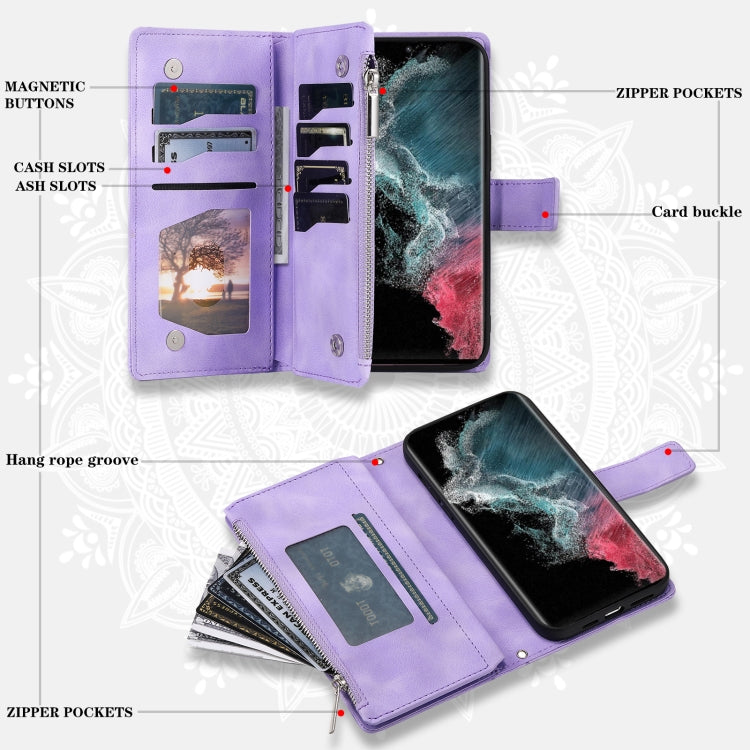 For Samsung Galaxy S25 Ultra 5G Multi-Card Totem Zipper Leather Phone Case(Purple) - Galaxy S25 Ultra 5G Cases by PMC TechLife | Online Shopping South Africa | PMC TechLife | Buy Now Pay Later Mobicred