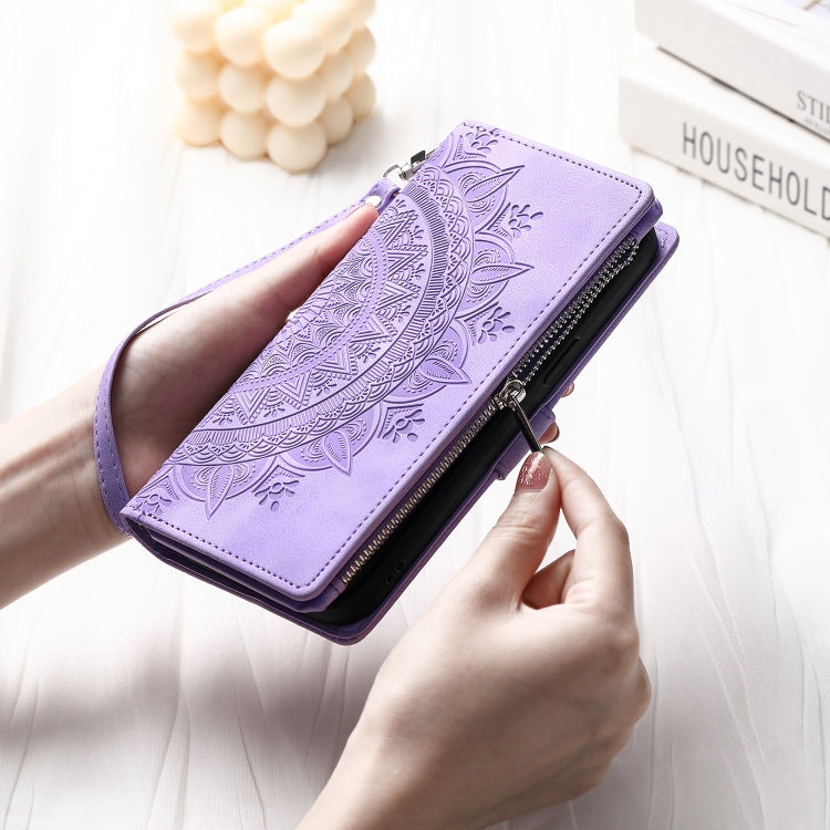 For Samsung Galaxy S25 Ultra 5G Multi-Card Totem Zipper Leather Phone Case(Purple) - Galaxy S25 Ultra 5G Cases by PMC TechLife | Online Shopping South Africa | PMC TechLife | Buy Now Pay Later Mobicred
