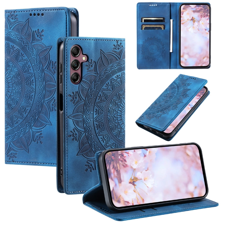 For Samsung Galaxy S25 5G Totem Embossed Magnetic Leather Phone Case(Blue) - Galaxy S25 5G Cases by PMC Jewellery | Online Shopping South Africa | PMC Jewellery | Buy Now Pay Later Mobicred