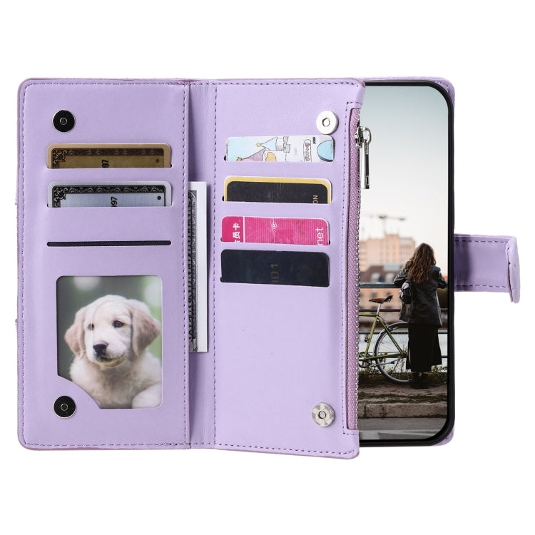 For Samsung Galaxy S25 5G Glitter Lattice Zipper Wallet Leather Phone Case(Purple) - Galaxy S25 5G Cases by PMC TechLife | Online Shopping South Africa | PMC TechLife | Buy Now Pay Later Mobicred