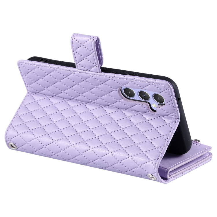 For Samsung Galaxy S25 5G Glitter Lattice Zipper Wallet Leather Phone Case(Purple) - Galaxy S25 5G Cases by PMC TechLife | Online Shopping South Africa | PMC TechLife | Buy Now Pay Later Mobicred