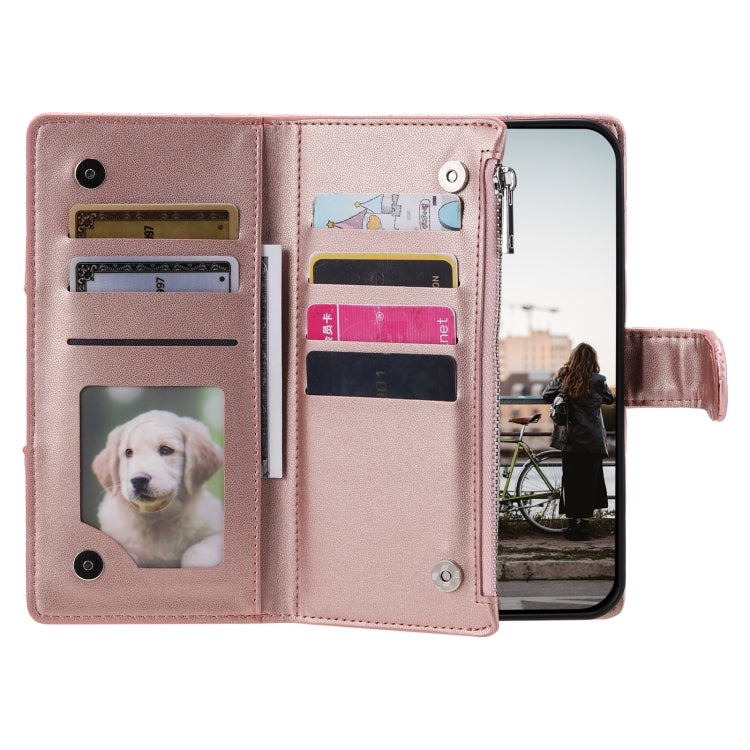For Samsung Galaxy S25+ 5G Glitter Lattice Zipper Wallet Leather Phone Case(Rose Gold) - Galaxy S25+ 5G Cases by PMC TechLife | Online Shopping South Africa | PMC TechLife | Buy Now Pay Later Mobicred