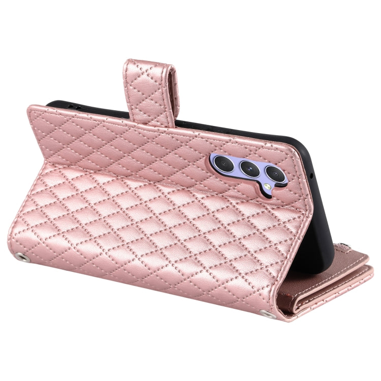 For Samsung Galaxy S25+ 5G Glitter Lattice Zipper Wallet Leather Phone Case(Rose Gold) - Galaxy S25+ 5G Cases by PMC TechLife | Online Shopping South Africa | PMC TechLife | Buy Now Pay Later Mobicred