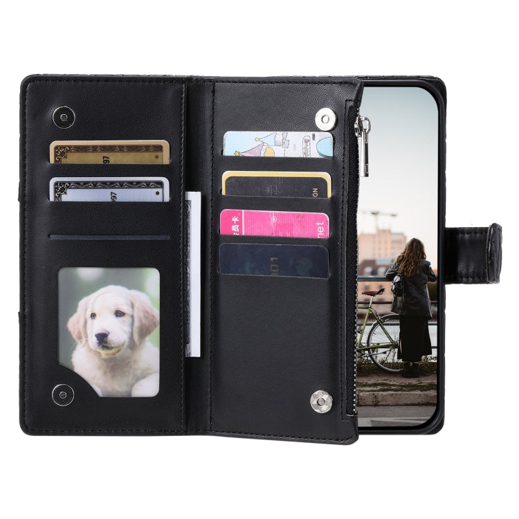 For Samsung Galaxy S25 Ultra 5G Glitter Lattice Zipper Wallet Leather Phone Case(Black) - Galaxy S25 Ultra 5G Cases by PMC TechLife | Online Shopping South Africa | PMC TechLife | Buy Now Pay Later Mobicred