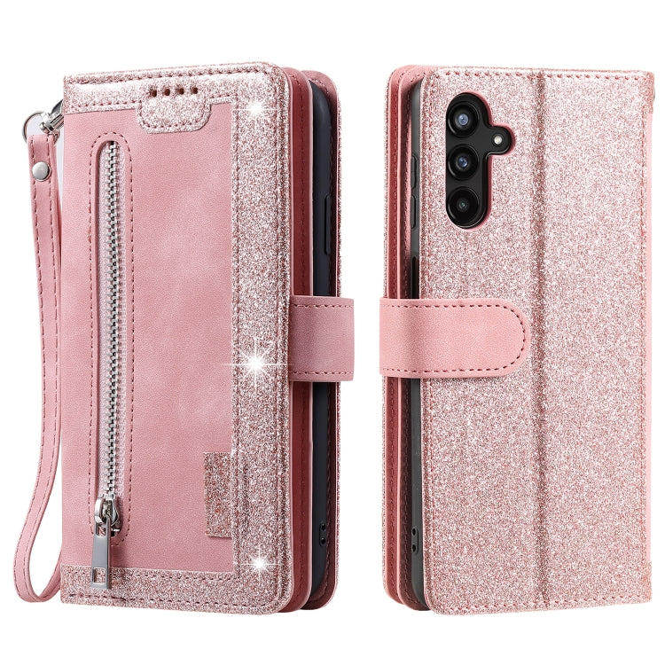 For Samsung Galaxy S25 5G Nine Card Zipper Bag Leather Phone Case with Lanyard(Pink) - Galaxy S25 5G Cases by PMC TechLife | Online Shopping South Africa | PMC TechLife | Buy Now Pay Later Mobicred