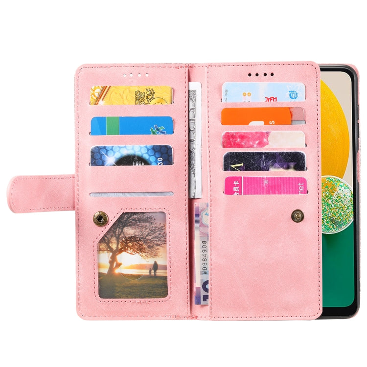 For Samsung Galaxy S25 5G Nine Card Zipper Bag Leather Phone Case with Lanyard(Pink) - Galaxy S25 5G Cases by PMC TechLife | Online Shopping South Africa | PMC TechLife | Buy Now Pay Later Mobicred