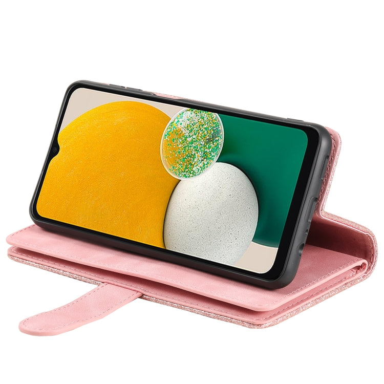 For Samsung Galaxy S25 5G Nine Card Zipper Bag Leather Phone Case with Lanyard(Pink) - Galaxy S25 5G Cases by PMC TechLife | Online Shopping South Africa | PMC TechLife | Buy Now Pay Later Mobicred