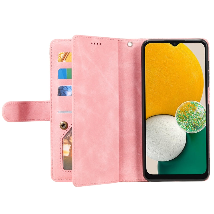 For Samsung Galaxy S25+ 5G Nine Card Zipper Bag Leather Phone Case with Lanyard(Pink) - Galaxy S25+ 5G Cases by PMC TechLife | Online Shopping South Africa | PMC TechLife | Buy Now Pay Later Mobicred