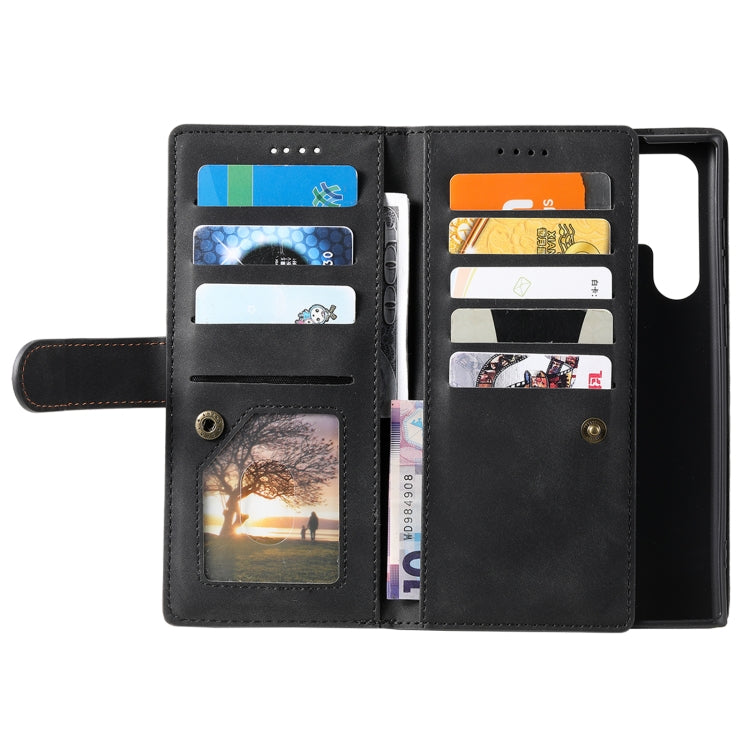 For Samsung Galaxy S25 Ultra 5G Nine Card Zipper Bag Leather Phone Case with Lanyard(Black) - Galaxy S25 Ultra 5G Cases by PMC TechLife | Online Shopping South Africa | PMC TechLife | Buy Now Pay Later Mobicred