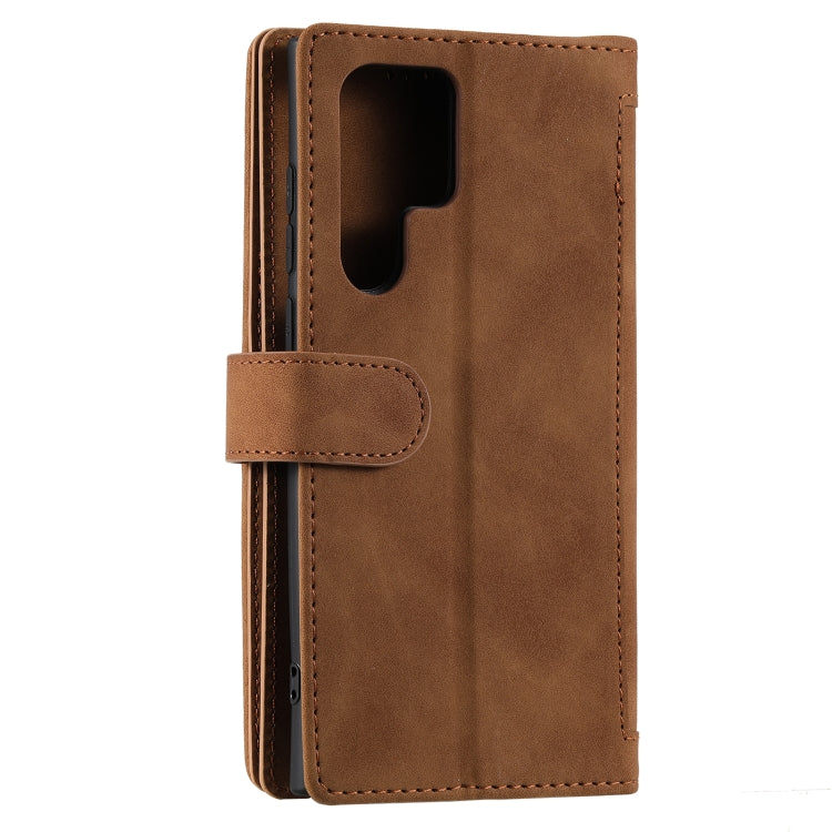 For Samsung Galaxy S25 Ultra 5G Nine Card Zipper Bag Leather Phone Case with Lanyard(Brown) - free shipping - PMC Jewellery - Order now!