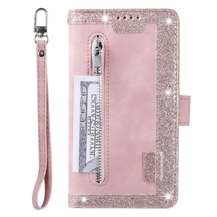For Samsung Galaxy S25 Ultra 5G Nine Card Zipper Bag Leather Phone Case with Lanyard(Pink) - Galaxy S25 Ultra 5G Cases by PMC TechLife | Online Shopping South Africa | PMC TechLife | Buy Now Pay Later Mobicred