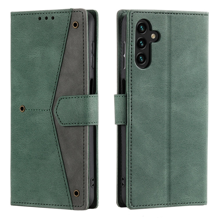 For Samsung Galaxy S25 5G Nail Skin Feel Stitching Calf Texture Leather Phone Case(Green) - Galaxy S25 5G Cases by PMC TechLife | Online Shopping South Africa | PMC TechLife | Buy Now Pay Later Mobicred