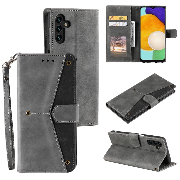 For Samsung Galaxy S25 5G Nail Skin Feel Stitching Calf Texture Leather Phone Case(Grey) - Galaxy S25 5G Cases by PMC TechLife | Online Shopping South Africa | PMC TechLife | Buy Now Pay Later Mobicred