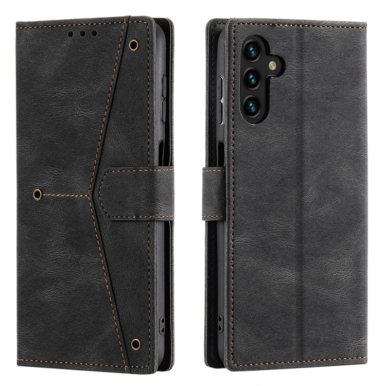 For Samsung Galaxy S25+ 5G Nail Skin Feel Stitching Calf Texture Leather Phone Case(Black) - Galaxy S25+ 5G Cases by PMC TechLife | Online Shopping South Africa | PMC TechLife | Buy Now Pay Later Mobicred